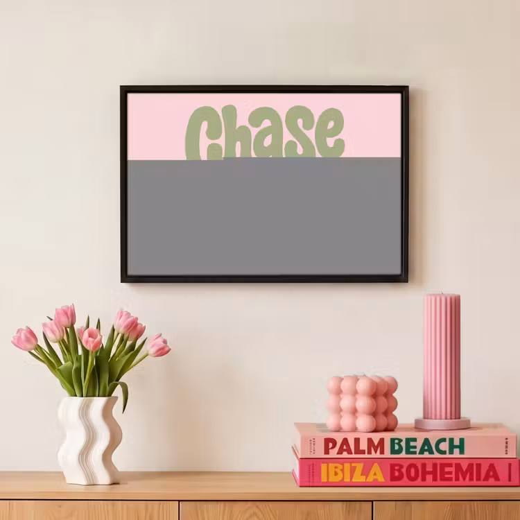 Canvas met lijst - Chase greatness - Groen - Roze - Retro — 8