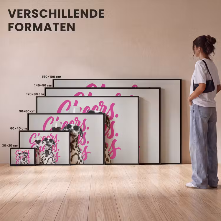 Canvas met lijst - Cheers - Hond - Roze - Wijn — 7