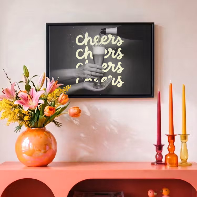 Canvas met lijst - Cheers - Wijn - Zwart - Wit — 4