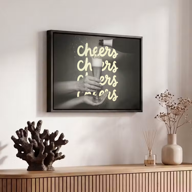 Canvas met lijst - Cheers - Wijn - Zwart - Wit — 6