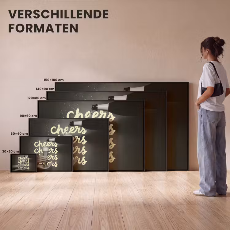 Canvas met lijst - Cheers - Wijn - Zwart - Wit — 7