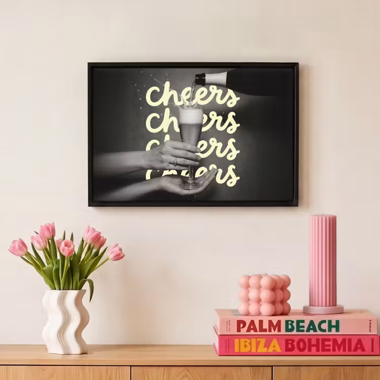 Canvas met lijst - Cheers - Wijn - Zwart - Wit — 8