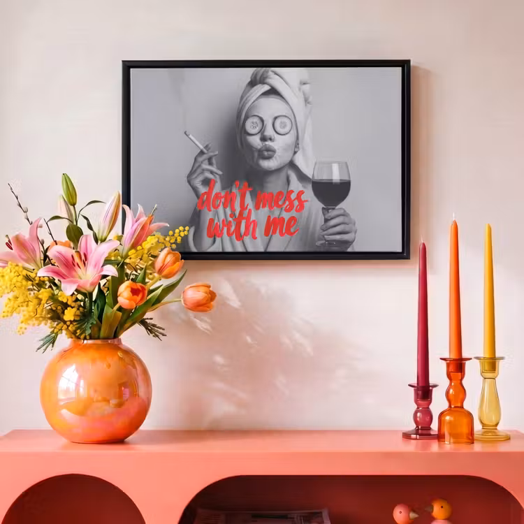 Canvas met lijst - Don't mess with me - Wijn - Vrouw - Sigaret — 4