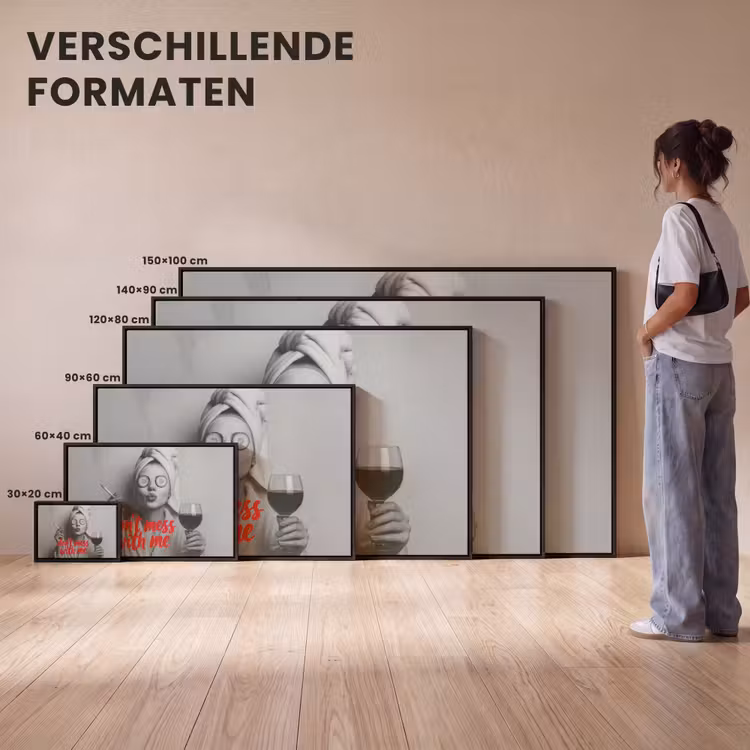 Canvas met lijst - Don't mess with me - Wijn - Vrouw - Sigaret — 7