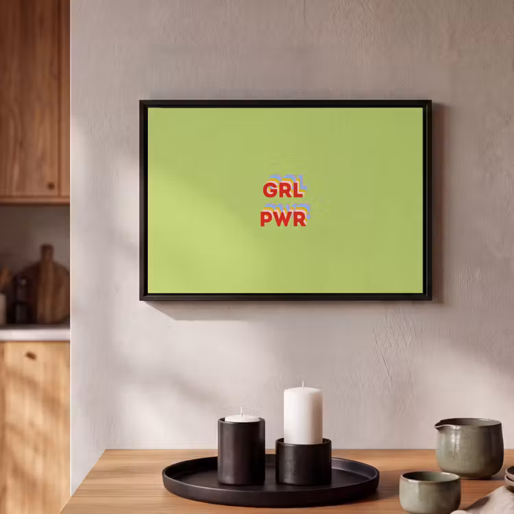 Canvas met lijst - Grl pwr - Groen - Rood - 3D — 2