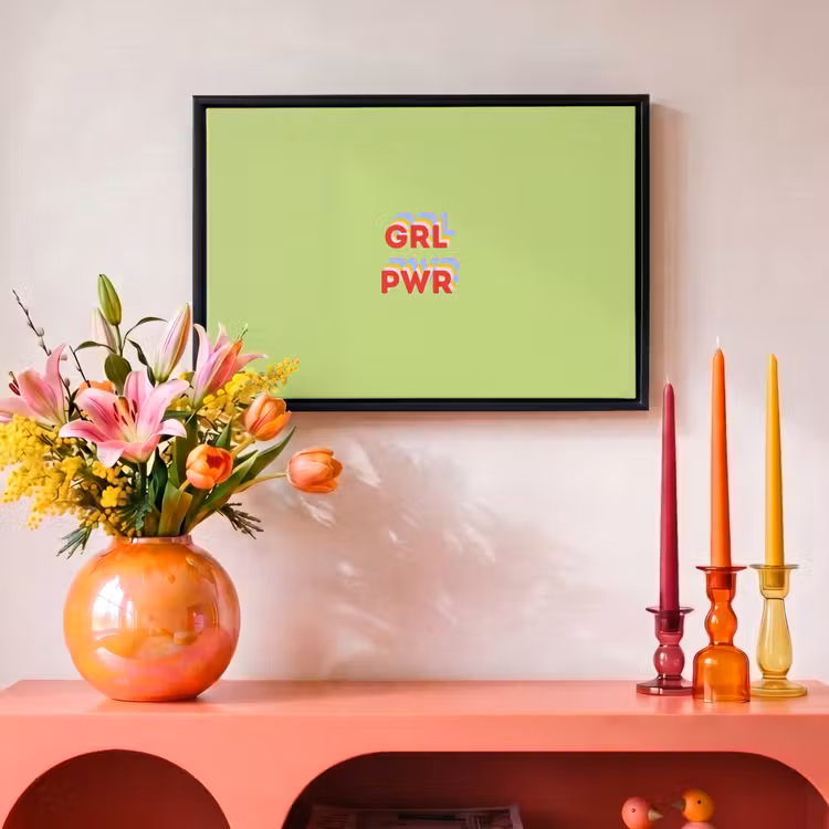 Canvas met lijst - Grl pwr - Groen - Rood - 3D — 4