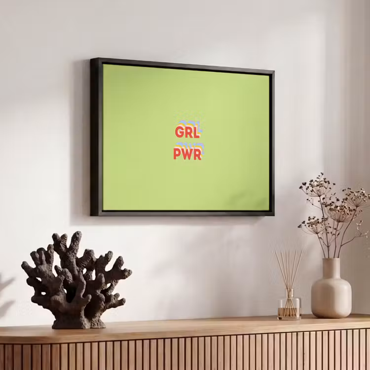 Canvas met lijst - Grl pwr - Groen - Rood - 3D — 6