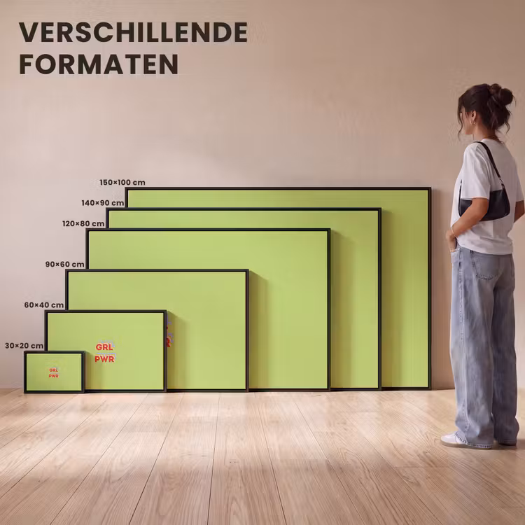 Canvas met lijst - Grl pwr - Groen - Rood - 3D — 7