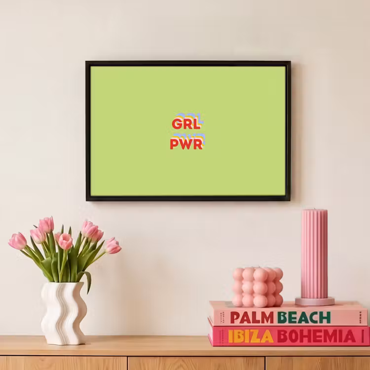 Canvas met lijst - Grl pwr - Groen - Rood - 3D — 8
