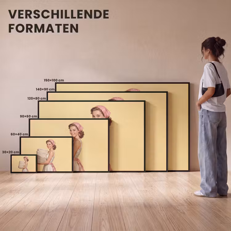 Canvas met lijst - Handdoeken - Vrouw - Jurk - Roze — 7