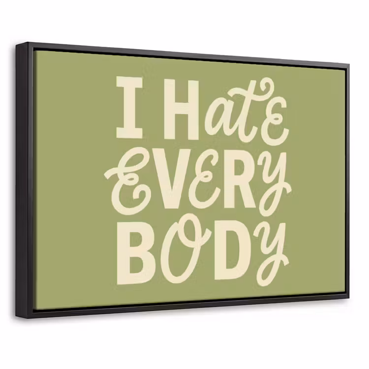Canvas met lijst - I hate everybody - Groen - Retro — 1