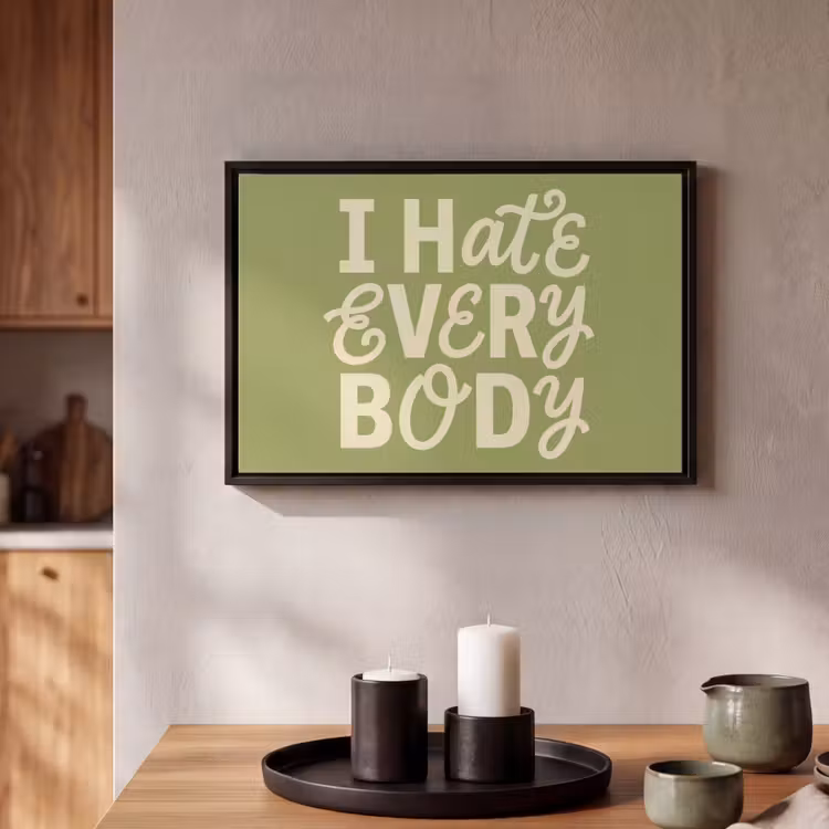 Canvas met lijst - I hate everybody - Groen - Retro — 2