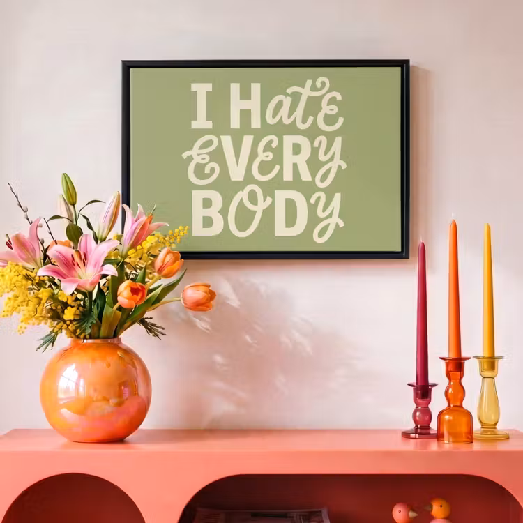 Canvas met lijst - I hate everybody - Groen - Retro — 4