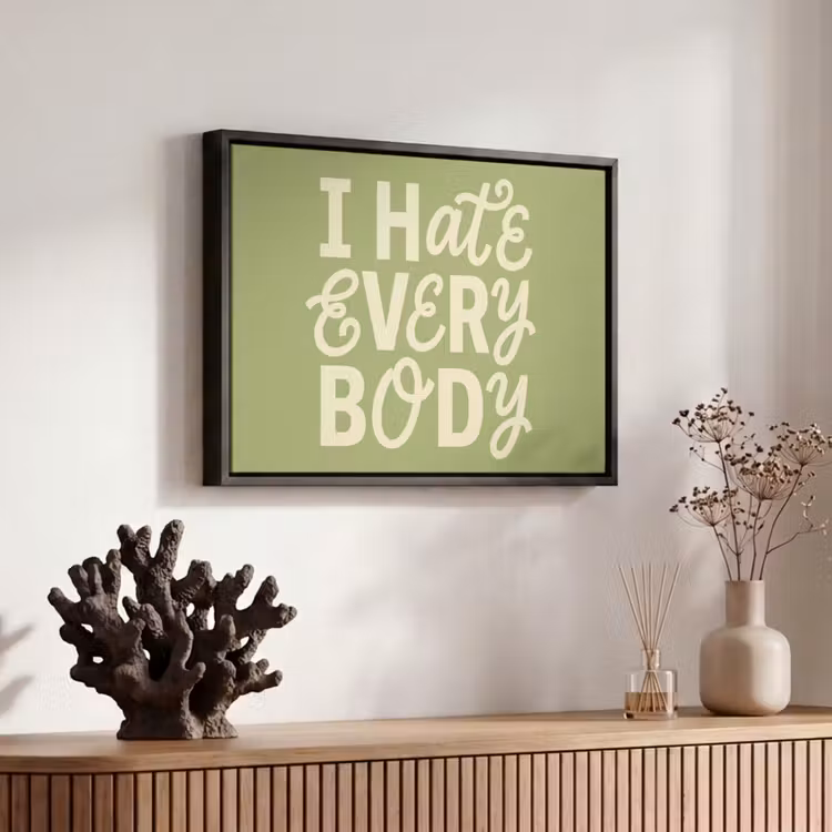 Canvas met lijst - I hate everybody - Groen - Retro — 6