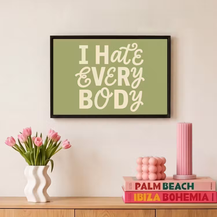 Canvas met lijst - I hate everybody - Groen - Retro — 8