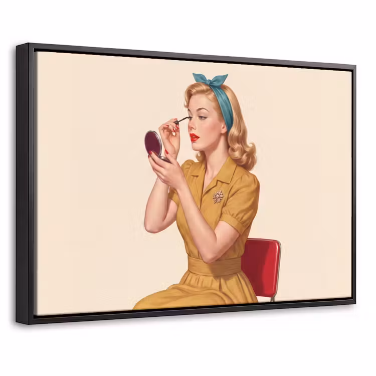 Canvas met lijst - Illustratie - Mascara - Vrouw - Geel — 1