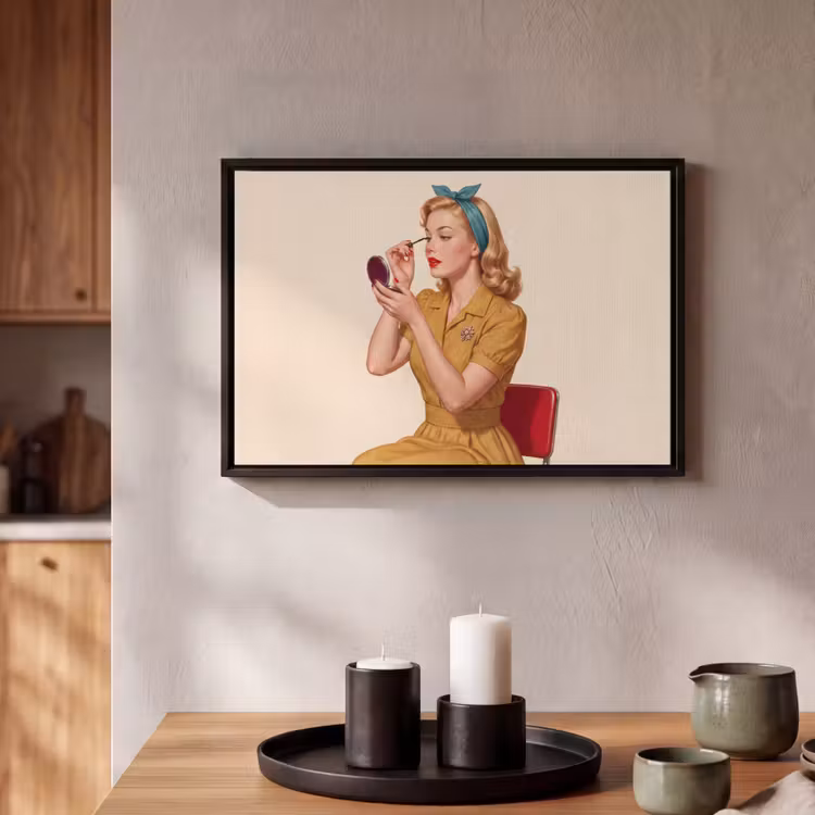 Canvas met lijst - Illustratie - Mascara - Vrouw - Geel — 2