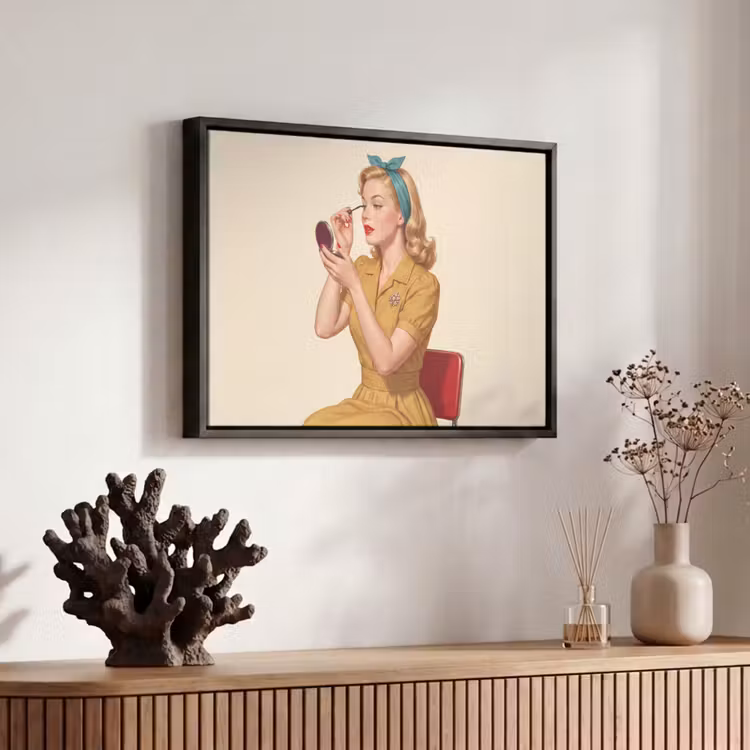 Canvas met lijst - Illustratie - Mascara - Vrouw - Geel — 6