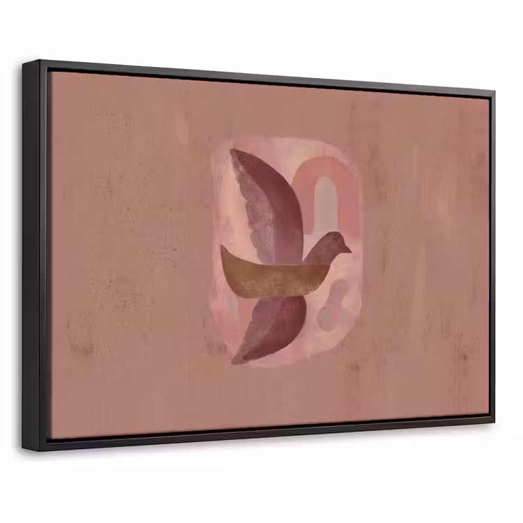 Canvas met lijst - Illustratie - Vogels - Abstract - Roze — 1