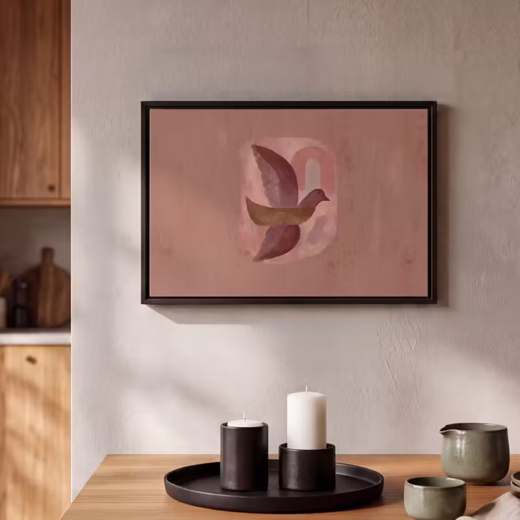 Canvas met lijst - Illustratie - Vogels - Abstract - Roze — 2