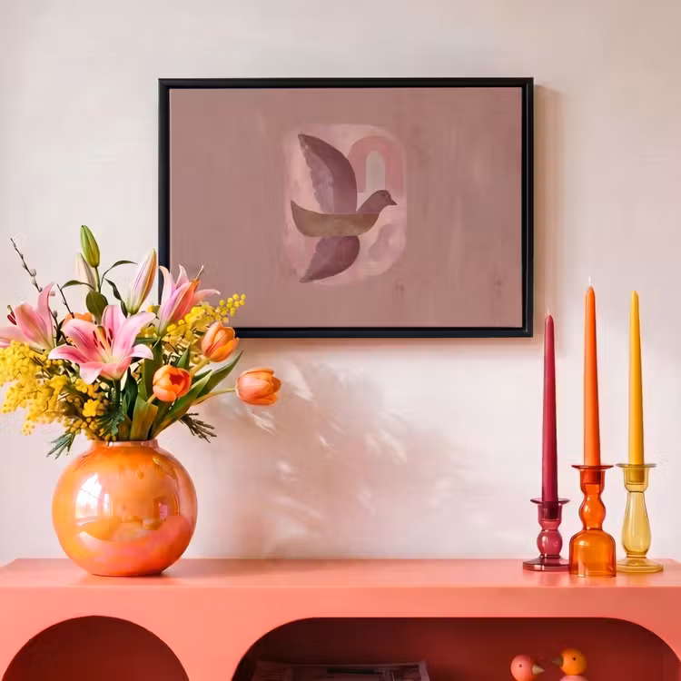 Canvas met lijst - Illustratie - Vogels - Abstract - Roze — 4