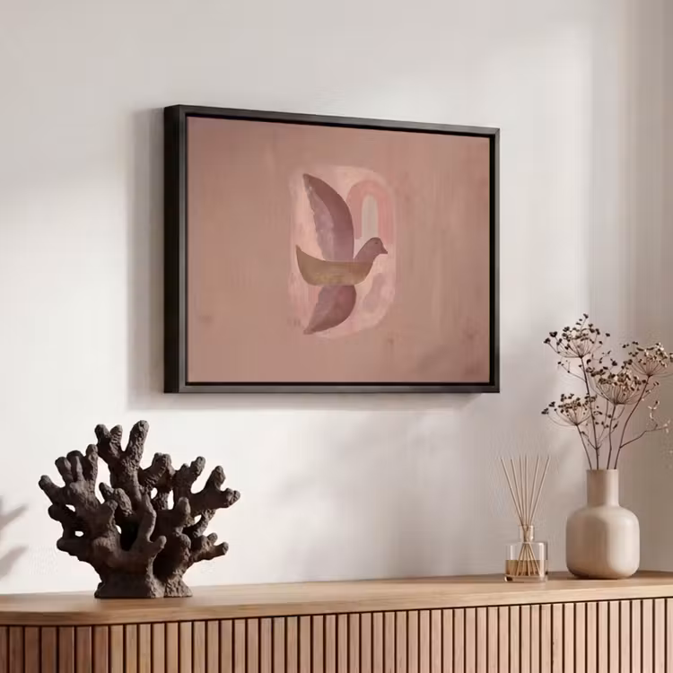 Canvas met lijst - Illustratie - Vogels - Abstract - Roze — 6