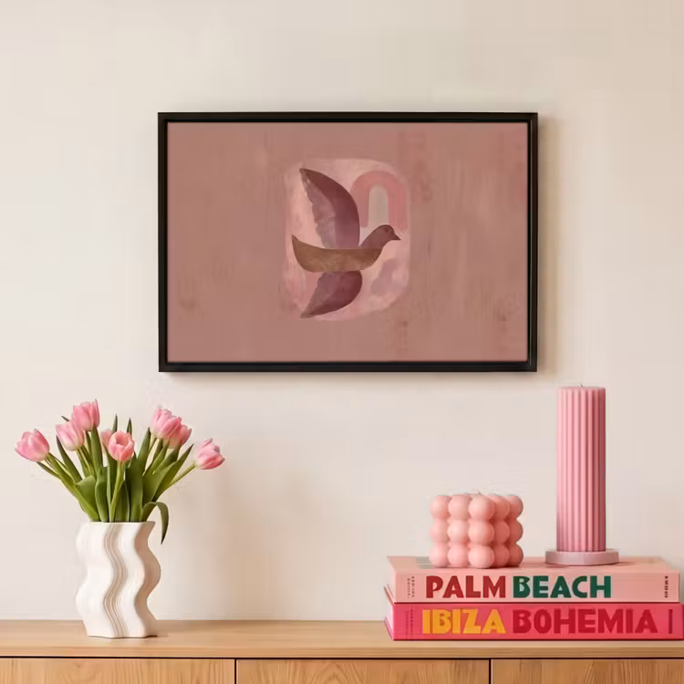 Canvas met lijst - Illustratie - Vogels - Abstract - Roze — 8