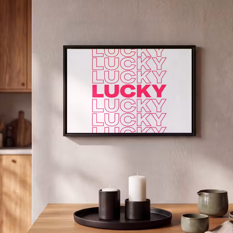 Canvas met lijst - Lucky - Roze - Patroon — 2