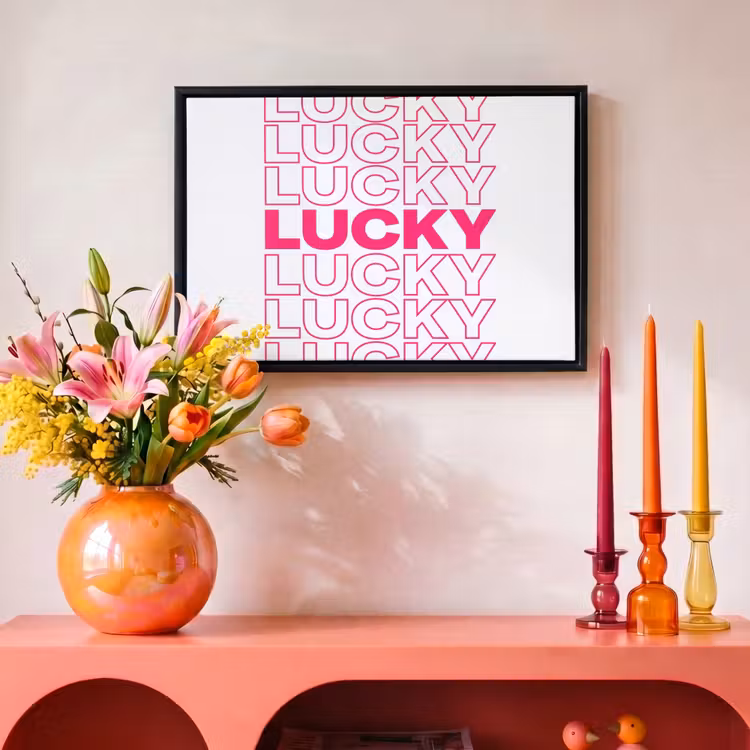 Canvas met lijst - Lucky - Roze - Patroon — 4