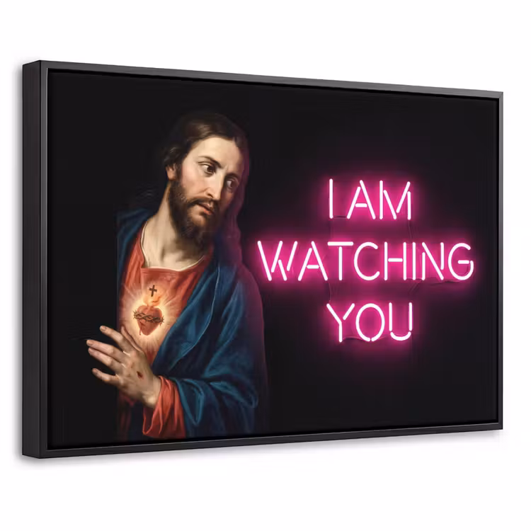 Canvas met lijst - Man - Tekst - Neon — 1