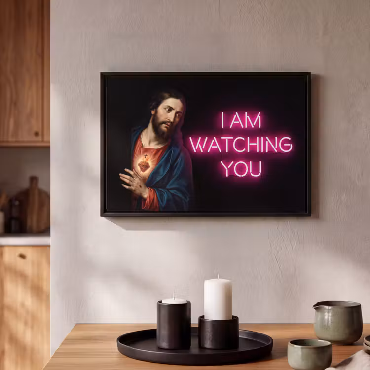 Canvas met lijst - Man - Tekst - Neon — 2