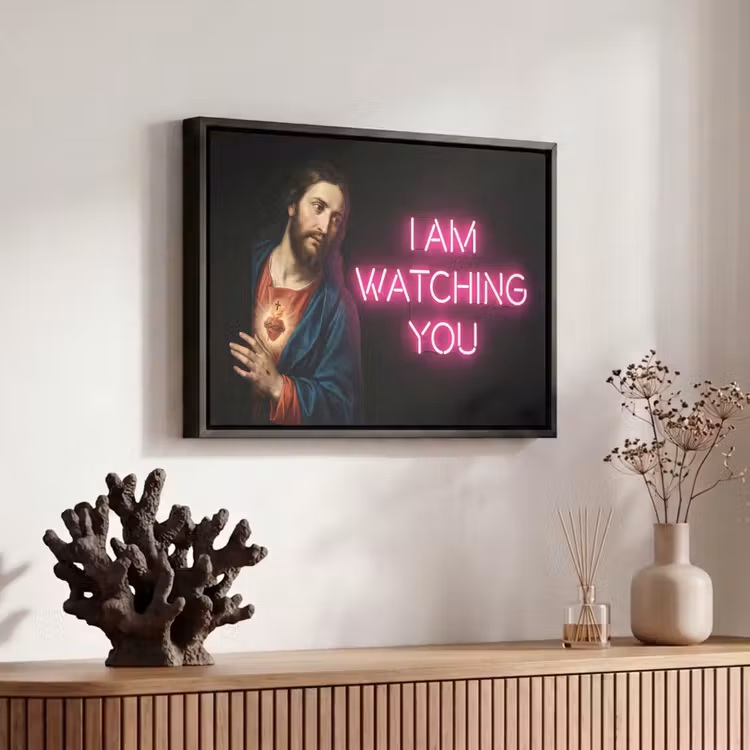 Canvas met lijst - Man - Tekst - Neon — 6