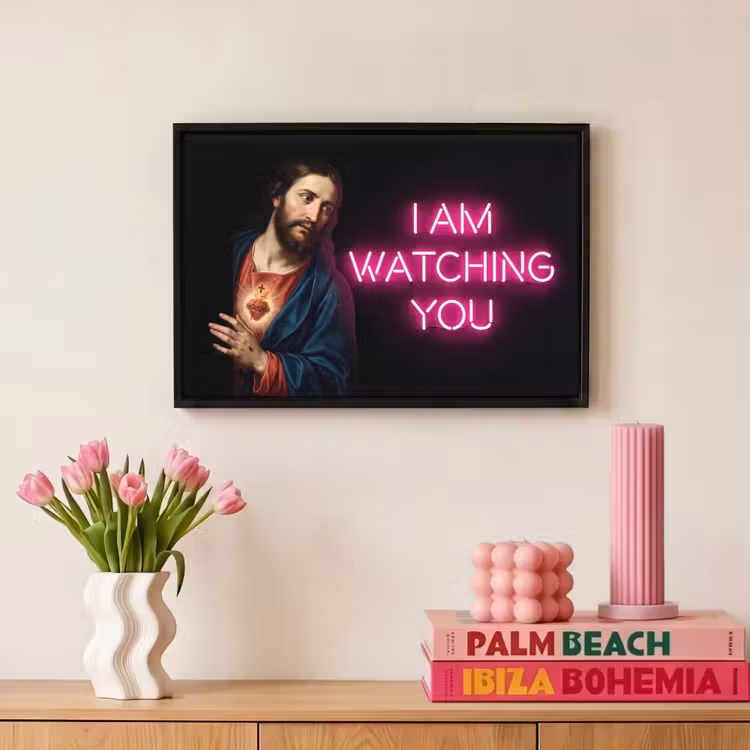 Canvas met lijst - Man - Tekst - Neon — 8