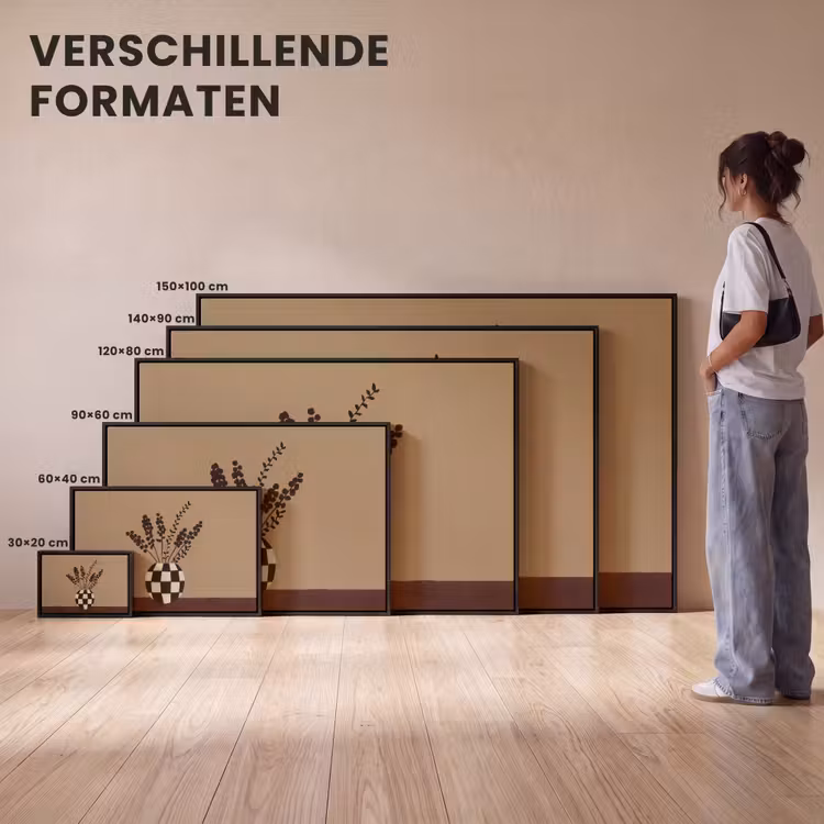 Canvas met lijst - Minimalistisch - Vaas - Bloemen - Bruin — 7