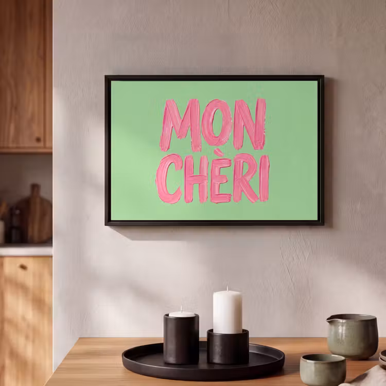 Canvas met lijst - Mon cheri - Groen - Roze — 2