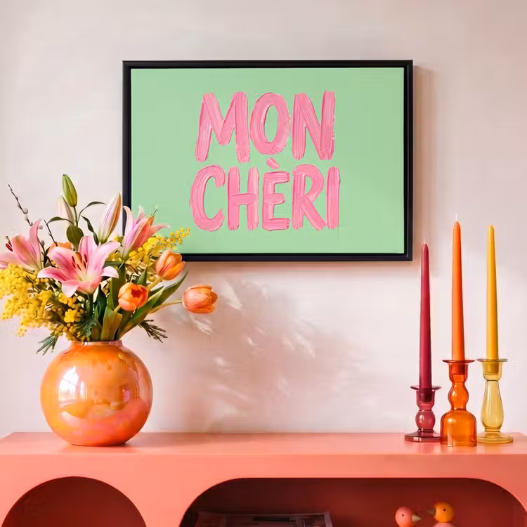 Canvas met lijst - Mon cheri - Groen - Roze — 4