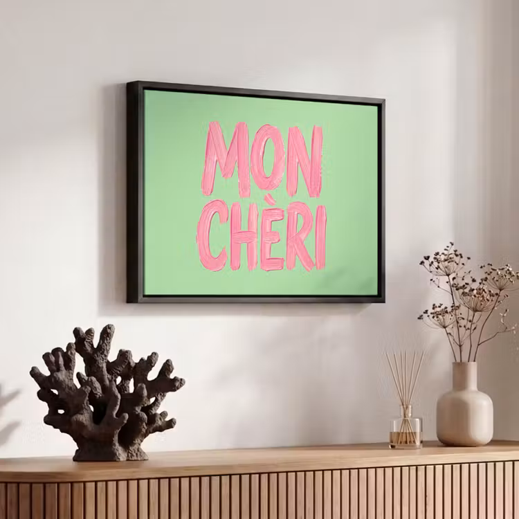 Canvas met lijst - Mon cheri - Groen - Roze — 6