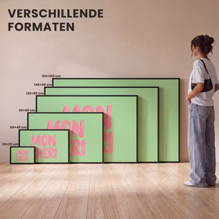 Canvas met lijst - Mon cheri - Groen - Roze — 7