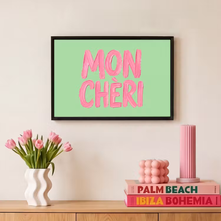 Canvas met lijst - Mon cheri - Groen - Roze — 8