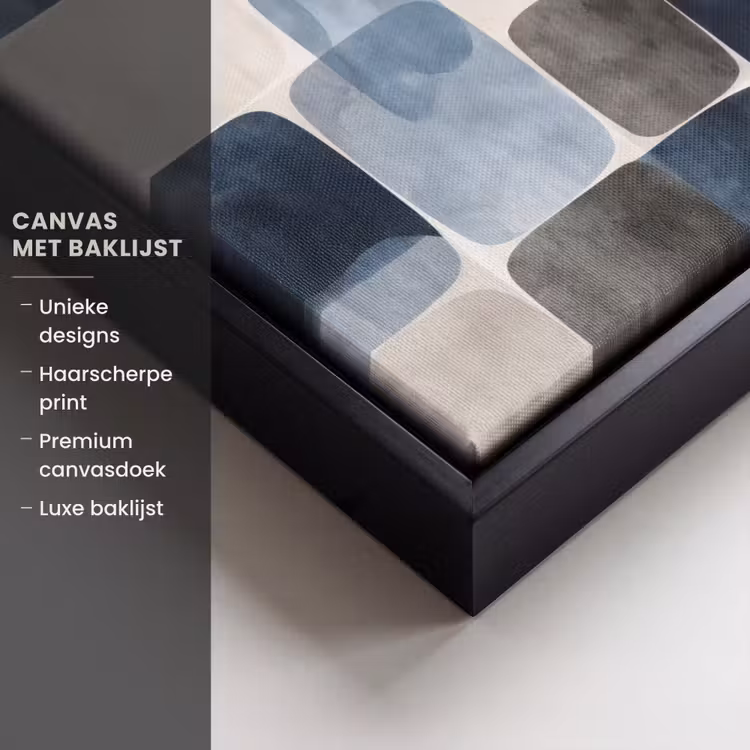 Canvas met lijst - Patroon - Blauw - Vierkanten — 5