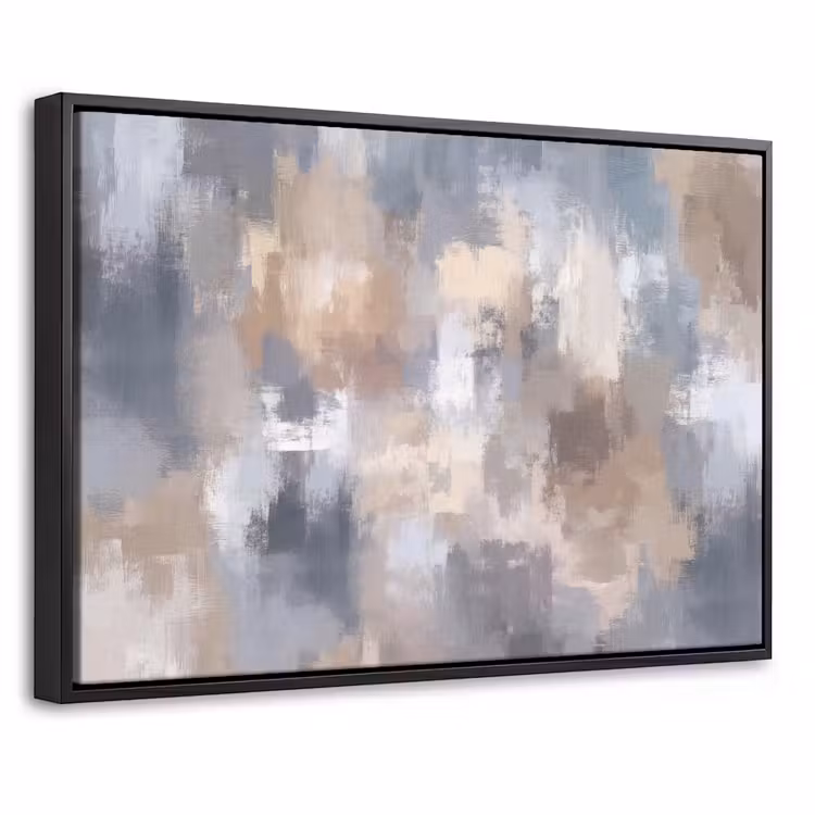 Canvas met lijst - Penseelstreken - Schilderij - Beige — 1