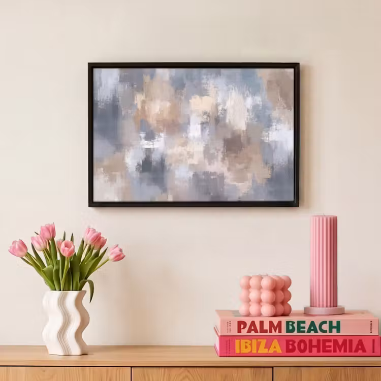 Canvas met lijst - Penseelstreken - Schilderij - Beige — 8