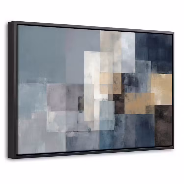 Canvas met lijst - Rechthoeken - Abstract - Blauw — 1