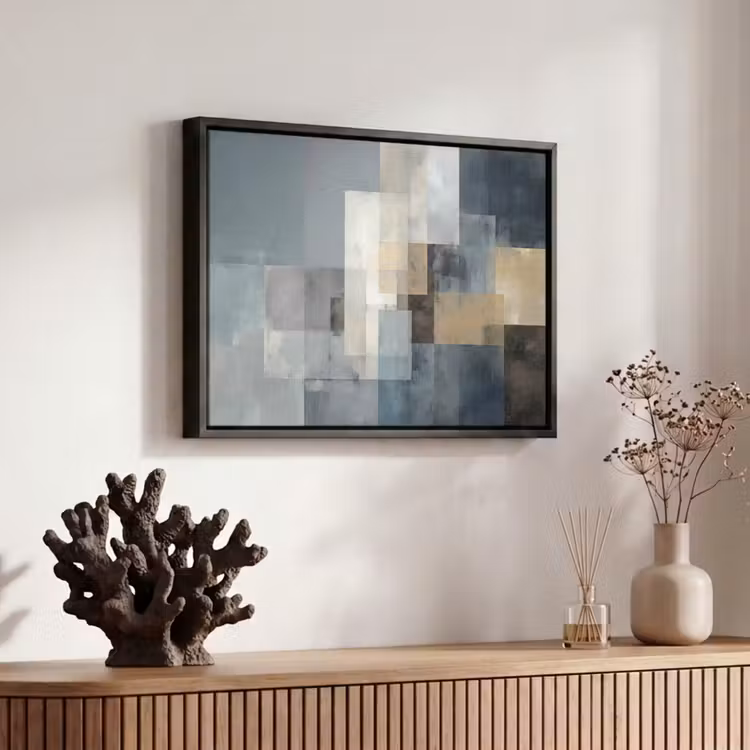 Canvas met lijst - Rechthoeken - Abstract - Blauw — 6