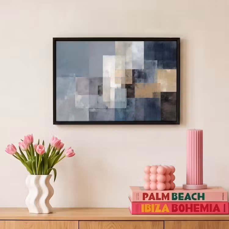 Canvas met lijst - Rechthoeken - Abstract - Blauw — 8
