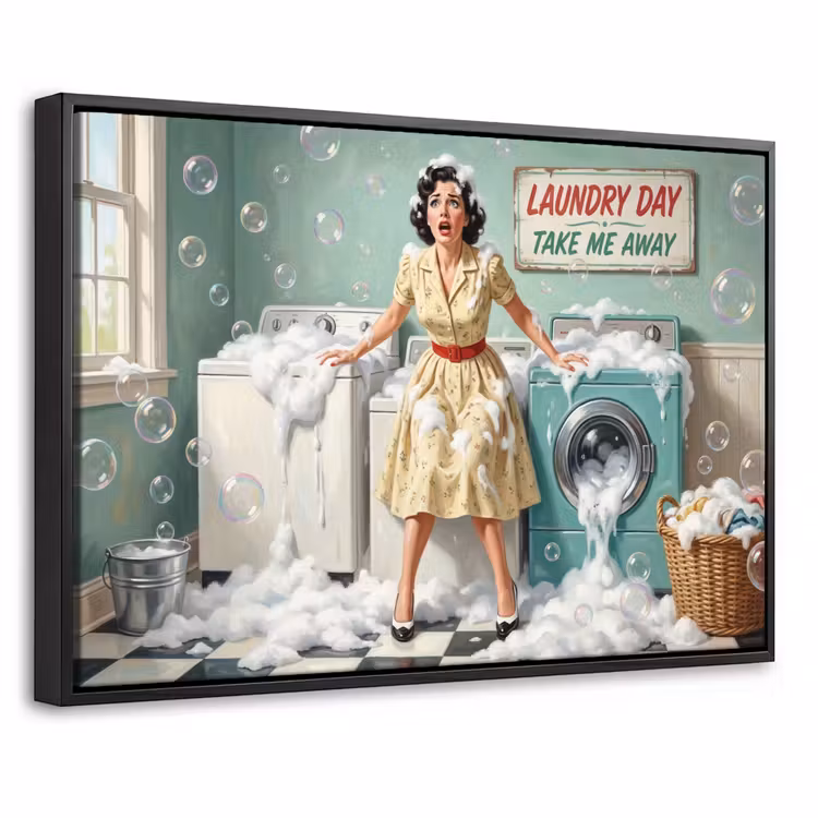 Canvas met lijst - Retro - Blauw - Vrouw — 1