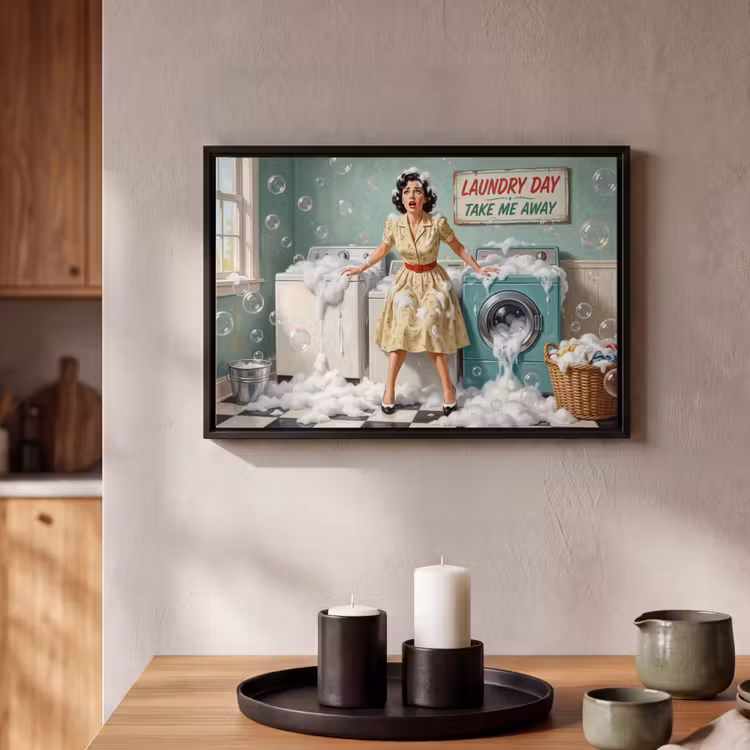 Canvas met lijst - Retro - Blauw - Vrouw — 2