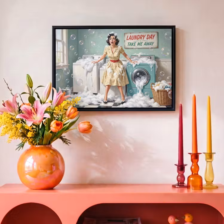 Canvas met lijst - Retro - Blauw - Vrouw — 4
