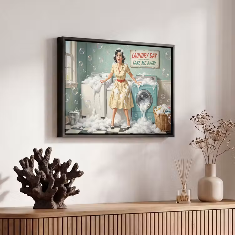 Canvas met lijst - Retro - Blauw - Vrouw — 6