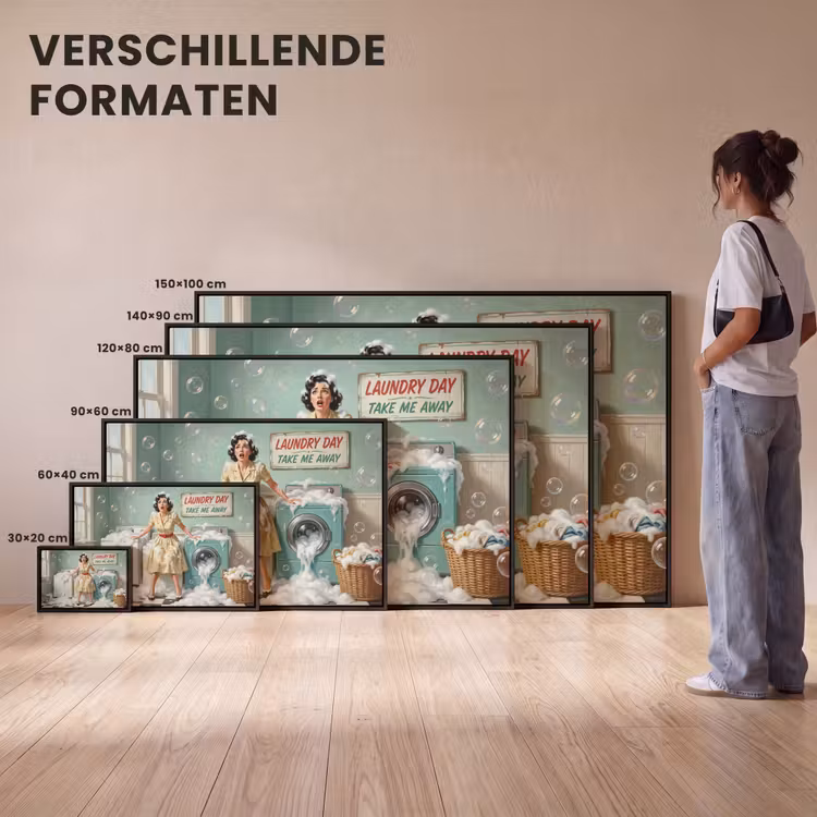 Canvas met lijst - Retro - Blauw - Vrouw — 7